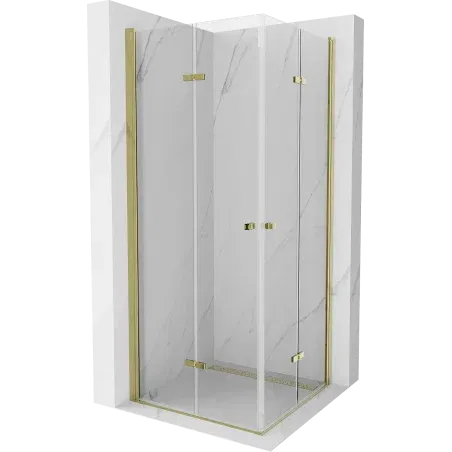 Mexen Lima Duo cabina doccia pieghevole 90 x 90 cm, trasparente, oro - 856-090-090-50-00-02
