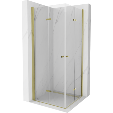 Mexen Lima Duo cabine de douche pliante 90 x 90 cm, transparente, or - 856-090-090-50-00-02