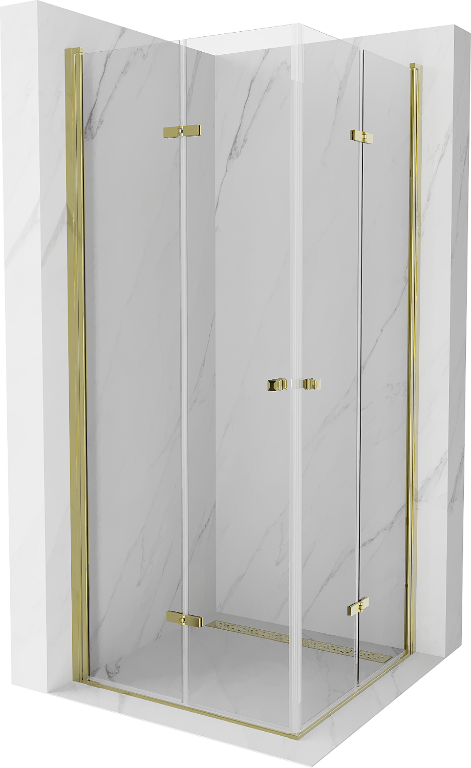 Mexen Lima Duo kabina prysznicowa składana 90 x 90 cm, transparent, złota - 856-090-090-50-00-02