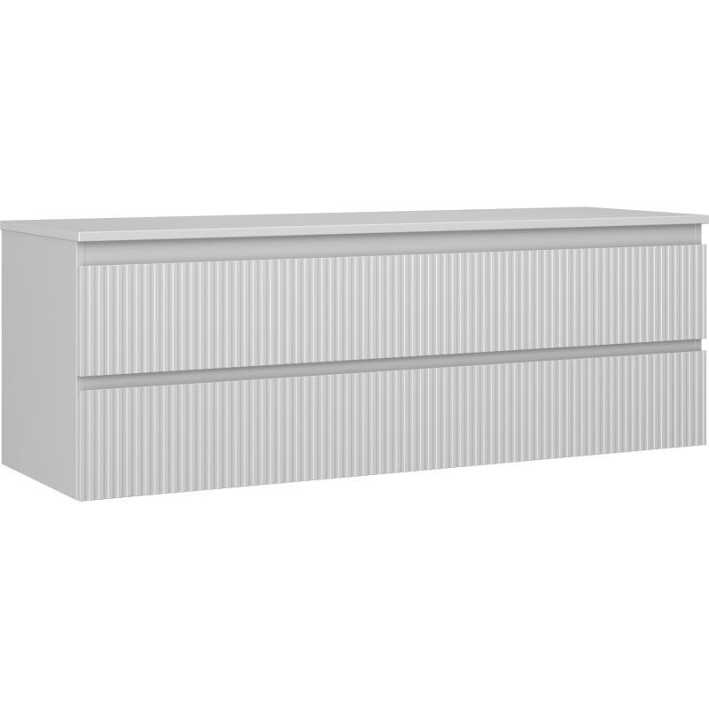 Mexen Rivel mobile da bagno sottolavabo 140 cm con piano, 2 cassetti, scanalato, grigio opaco - 91A20-14047-2-BFFC62