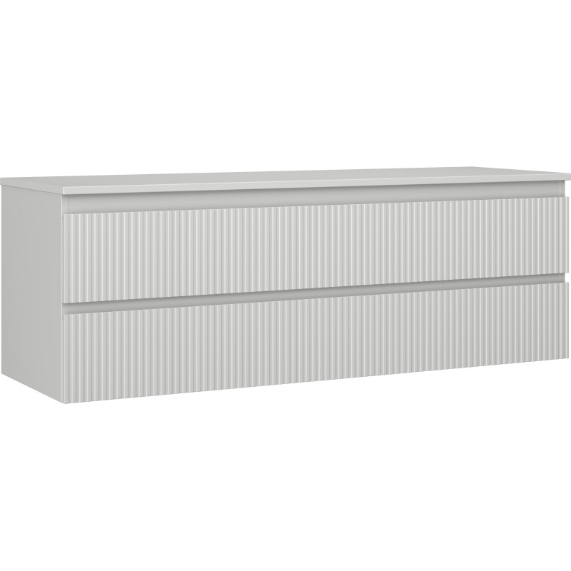 Mexen Rivel mobiletto da bagno sotto lavello 140 cm con piano, 2 cassetti, scanalato, grigio opaco - 91A20-14047-2-BFFC62