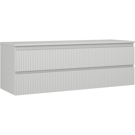 Mexen Rivel bathroom vanity 140 cm with countertop, 2 drawers, grooved, matte gray - 91A20-14047-2-BFFC62