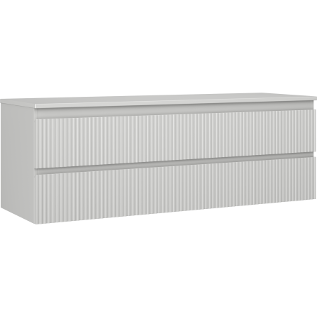 Mexen Rivel meuble de salle de bain sous vasque 140 cm avec plateau, 2 tiroirs, rainuré, gris mat - 91A20-14047-2-BFFC62