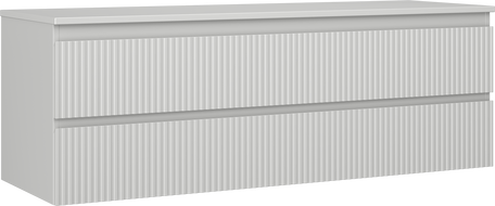 Mexen Rivel badkamerkastje onder wastafel 140 cm met blad, 2 laden, gegroefd, grijs mat - 91A20-14047-2-BFFC62