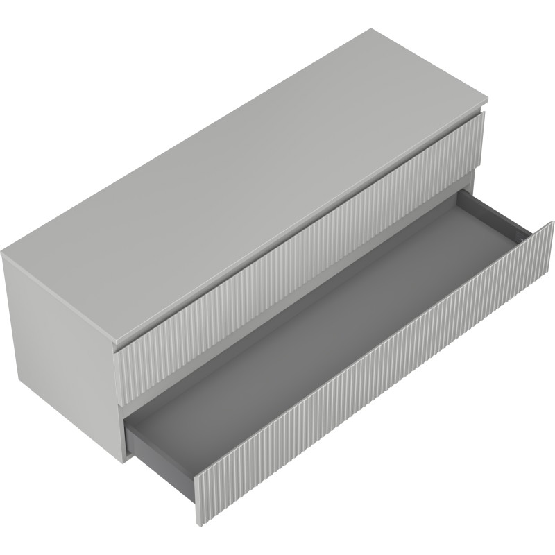 Mexen Rivel badkamerkast 140 cm onder wastafel met blad, 2 laden, gegroefd, grijs mat - 91A20-14047-2-BFFC62