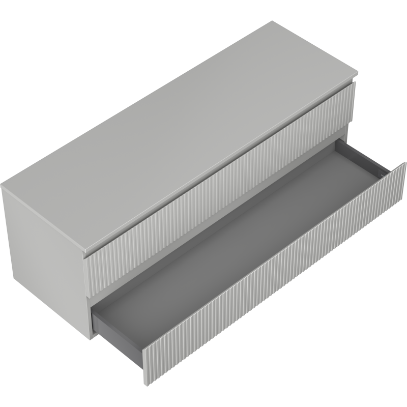 Mexen Rivel meuble de salle de bains sous-lavabo 140 cm avec plateau, 2 tiroirs, rainuré, gris mat - 91A20-14047-2-BFFC62