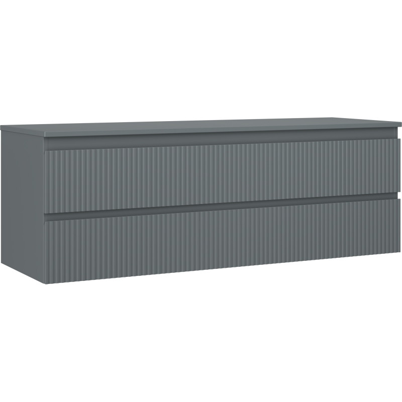 Mexen Rivel armario de baño bajo lavabo de 140 cm con encimera, 2 cajones, estriado, grafito mate - 91A20-14047-2-BFFC66