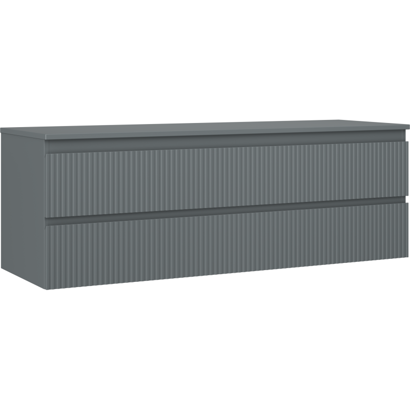 Mexen Rivel Badezimmerunterschrank 140 cm mit Arbeitsplatte, 2 Schubladen, geriffelt, Graphit matt - 91A20-14047-2-BFFC66