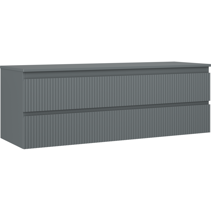 Mexen Rivel Waschtischunterschrank 140 cm mit Arbeitsplatte, 2 Schubladen, geriffelt, Graphit matt - 91A20-14047-2-BFFC66