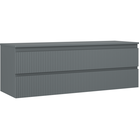 Mexen Rivel Badezimmerunterschrank 140 cm mit Arbeitsplatte, 2 Schubladen, geriffelt, Graphit matt - 91A20-14047-2-BFFC66