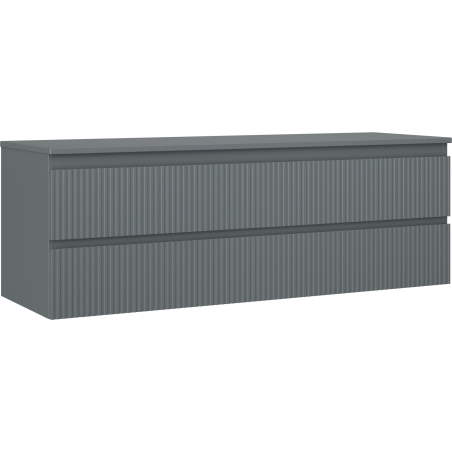 Mexen Rivel badkamerkast onder wastafel 140 cm met blad, 2 laden, gegroefd, grafiet mat - 91A20-14047-2-BFFC66