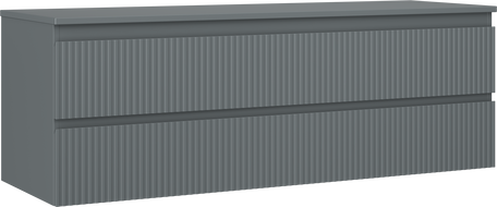 Mexen Rivel mobiletto da bagno sotto lavabo 140 cm con piano, 2 cassetti, scanalato, grafite opaco - 91A20-14047-2-BFFC66