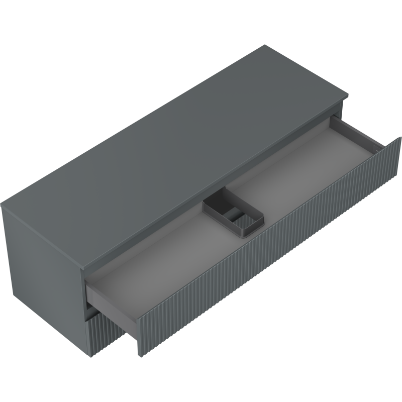 Mexen Rivel 140 cm Bathroom Vanity Unit with Countertop, 2 Drawers, Fluted, Matte Graphite - 91A20-14047-2-BFFC66