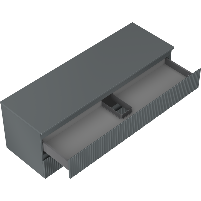 Mexen Rivel badkamerkast onder wastafel 140 cm met blad, 2 laden, gegroefd, grafiet mat - 91A20-14047-2-BFFC66