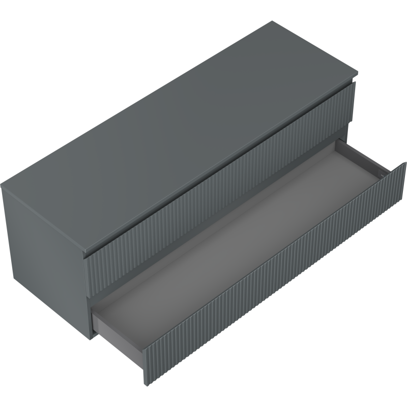 Mexen Rivel armario de baño bajo lavabo de 140 cm con encimera, 2 cajones, ranurado, grafito mate - 91A20-14047-2-BFFC66