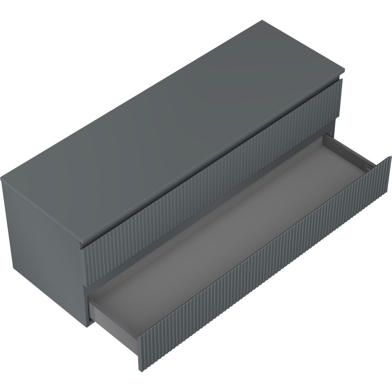 Mexen Rivel badkamerkast onder de wasbak 140 cm met blad, 2 laden, geribbeld, grafiet mat - 91A20-14047-2-BFFC66
