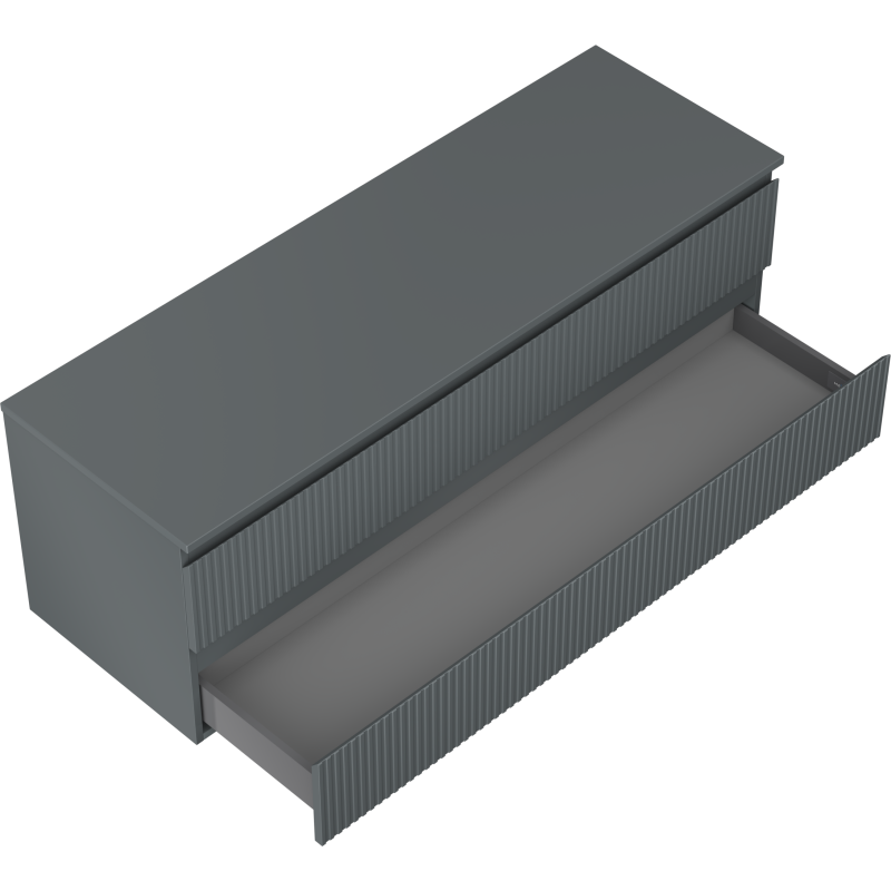 Mexen Rivel meuble de salle de bain sous-vasque 140 cm avec plateau, 2 tiroirs, rainuré, graphite mat - 91A20-14047-2-BFFC66