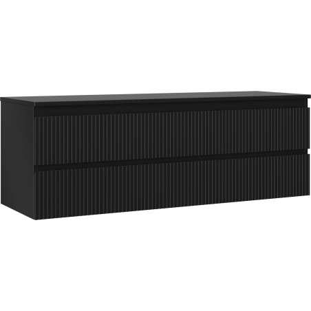 Mexen Rivel 140 cm Vanity Unit with Countertop, 2 Drawers, Grooved, Black Matte - 91A20-14047-2-BFFC71