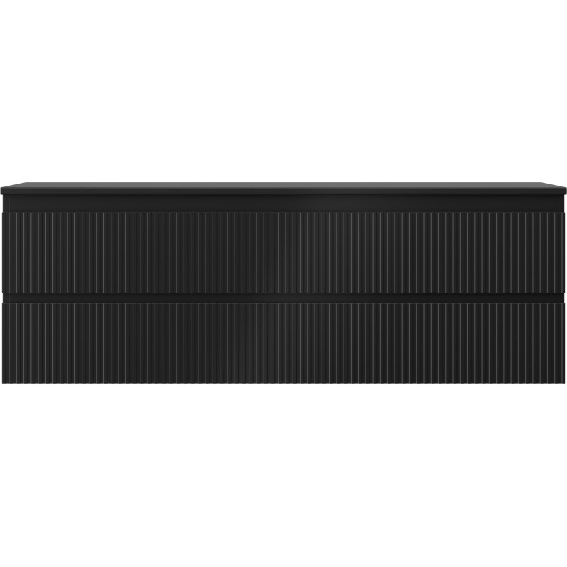Mexen Rivel armario de baño para lavabo de 140 cm con encimera, 2 cajones, ranurado, negro mate - 91A20-14047-2-BFFC71