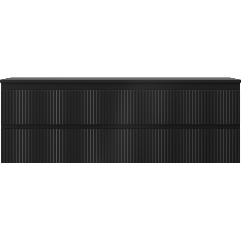 Mexen Rivel kylpyhuonekaappi pesualtaan alle 140 cm työtasolla, 2 laatikkoa, uurrettu, musta matta - 91A20-14047-2-BFFC71