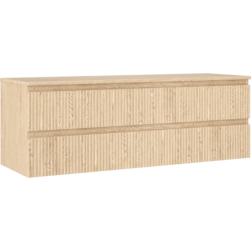 Mexen Rivel Badezimmerschrank für Waschbecken 140 cm mit Ablage, 2 Schubladen, gerillt, Eiche - 91A20-14047-2-BFFC81