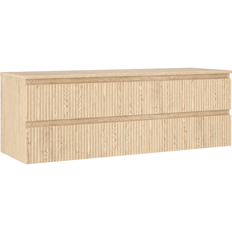 Mexen Rivel badkamerkast onder wastafel 140 cm met blad, 2 lades, gegroefd, eik - 91A20-14047-2-BFFC81