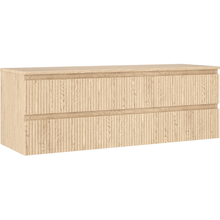 Mexen Rivel armario de baño bajo lavabo de 140 cm con encimera, 2 cajones, ranurado, roble - 91A20-14047-2-BFFC81