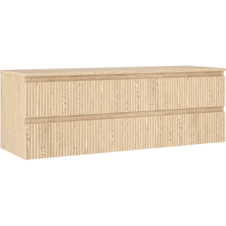 Mexen Rivel bathroom cabinet under sink 140 cm with countertop, 2 drawers, grooved, oak - 91A20-14047-2-BFFC81