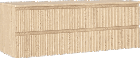 Mexen Rivel badkamerkast onder wastafel 140 cm met blad, 2 laden, gegroefd, eik - 91A20-14047-2-BFFC81