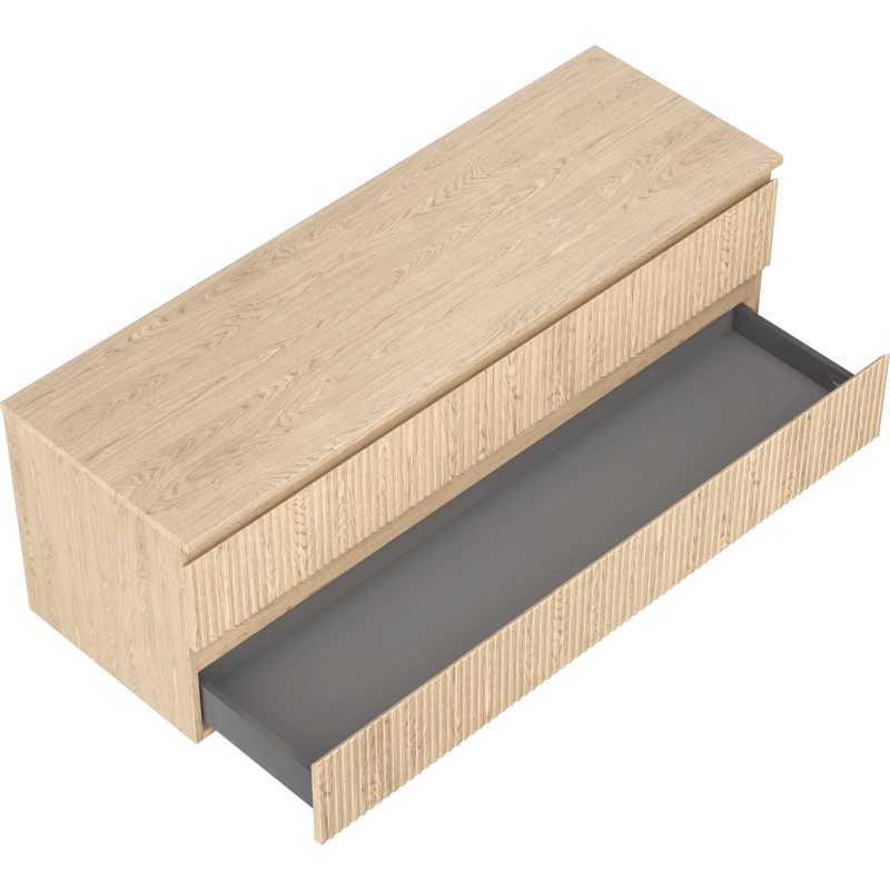 Mexen Rivel armario de baño bajo lavabo de 140 cm con encimera, 2 cajones, ranurado, roble - 91A20-14047-2-BFFC81