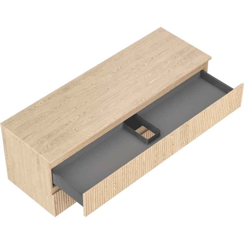 Mexen Rivel mobile da bagno sotto lavabo 140 cm con piano, 2 cassetti, scanalato, rovere - 91A20-14047-2-BFFC81