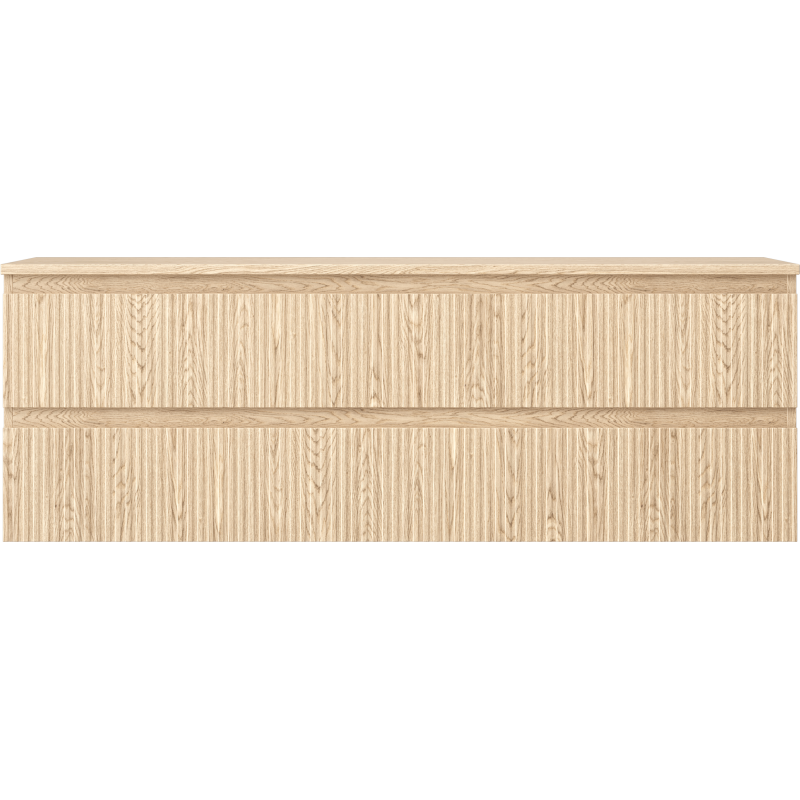 Mexen Rivel armario de baño bajo lavabo de 140 cm con encimera, 2 cajones, ranurado, roble - 91A20-14047-2-BFFC81