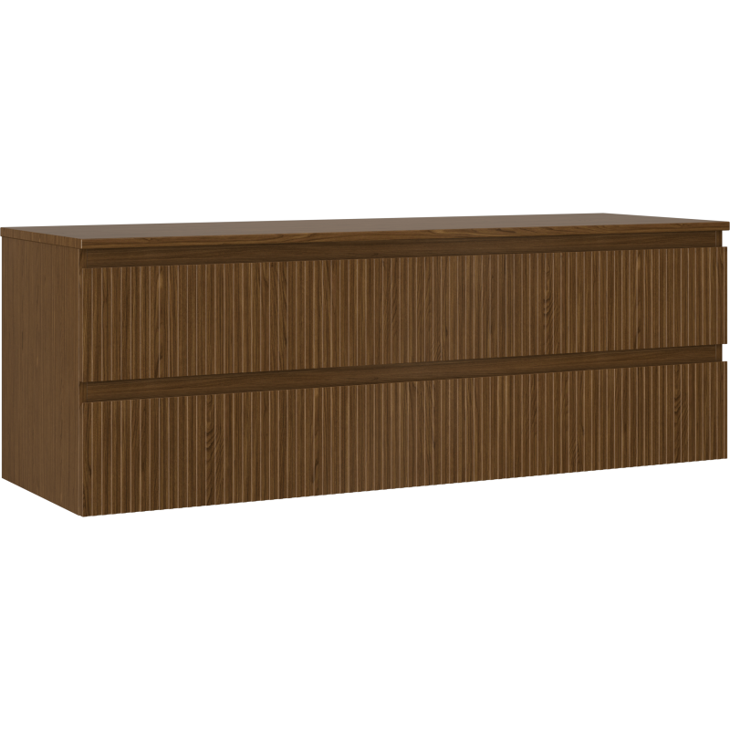 Mexen Rivel armário de casa de banho de 140 cm com tampo, 2 gavetas, estriado, nogueira - 91A20-14047-2-BFFC86