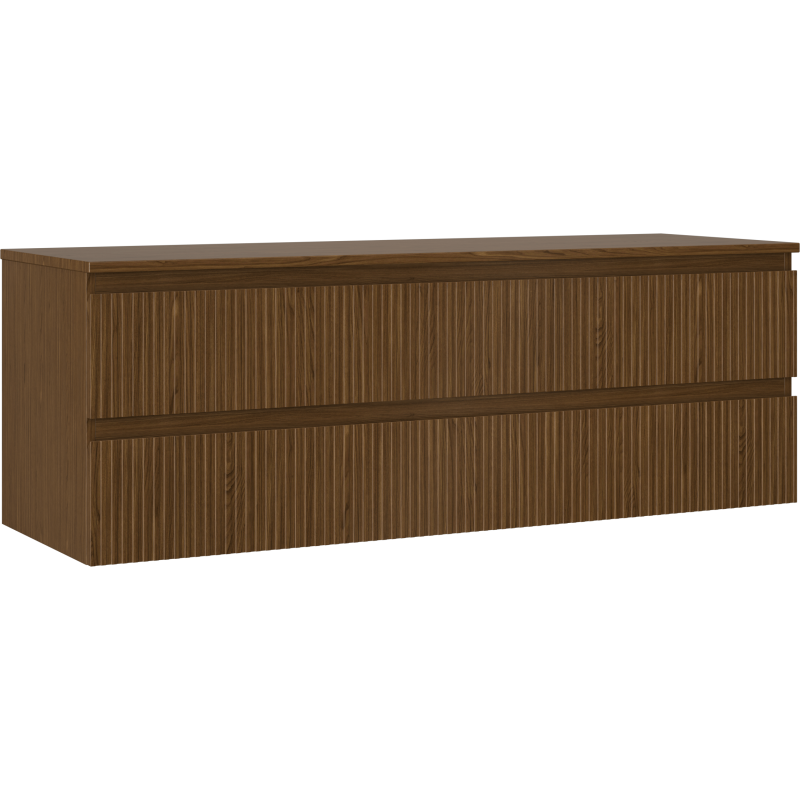 Mexen Rivel badkamerkast onder de gootsteen 140 cm met blad, 2 laden, gegroefd, walnoot - 91A20-14047-2-BFFC86