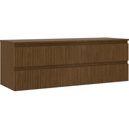 Mexen Rivel armário de casa de banho de 140 cm com tampo, 2 gavetas, estriado, nogueira - 91A20-14047-2-BFFC86