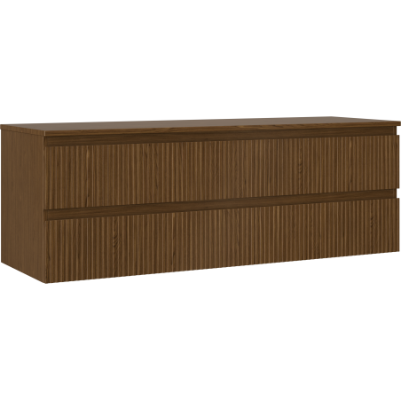 Mexen Rivel Badezimmerschrank 140 cm mit Arbeitsplatte, 2 Schubladen, geriffelt, Walnuss - 91A20-14047-2-BFFC86