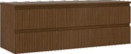 Mexen Rivel armadietto da bagno sotto lavabo 140 cm con piano, 2 cassetti, scanalato, noce - 91A20-14047-2-BFFC86