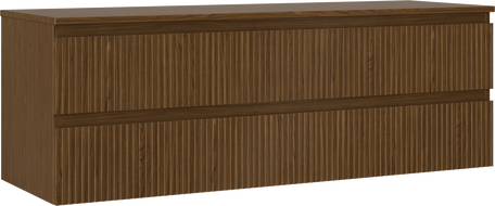 Mexen Rivel badkamerkast onder de gootsteen 140 cm met blad, 2 laden, gegroefd, walnoot - 91A20-14047-2-BFFC86