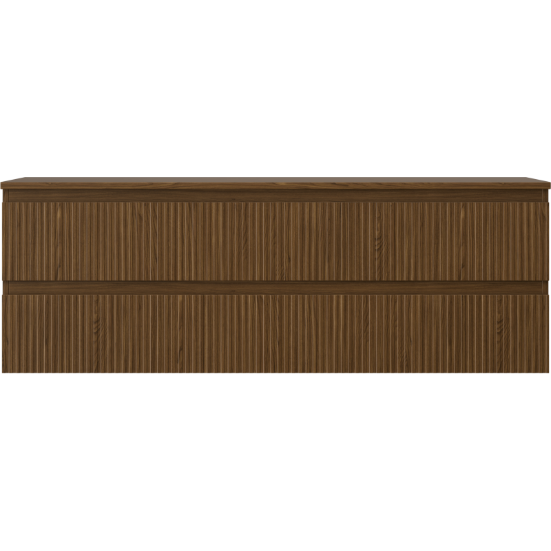 Mexen Rivel armario de baño bajo lavabo 140 cm con encimera, 2 cajones, ranurado, nogal - 91A20-14047-2-BFFC86