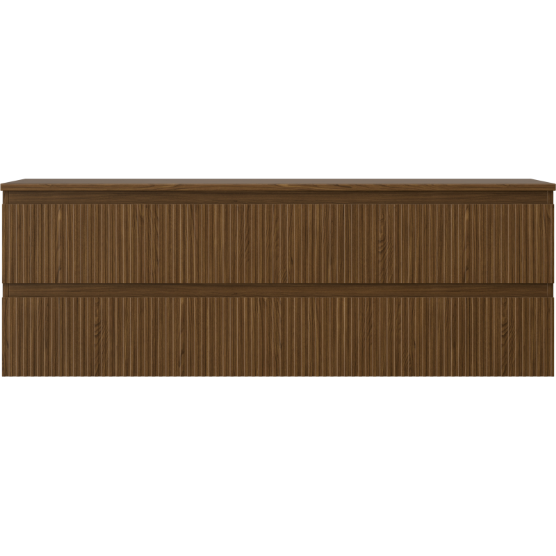 Mexen Rivel meuble de salle de bains sous-lavabo 140 cm avec plateau, 2 tiroirs, rainuré, noyer - 91A20-14047-2-BFFC86