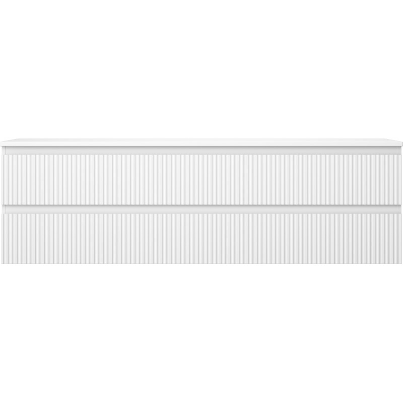 Mexen Rivel badkamerkast onder de wastafel 160 cm met blad, 2 lades, geribbeld, mat wit - 91A20-16047-2-BFFC01