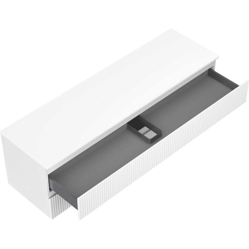 Mexen Rivel armário de casa de banho 160 cm para lavatório com superfície, 2 gavetas, frisado, branco mate