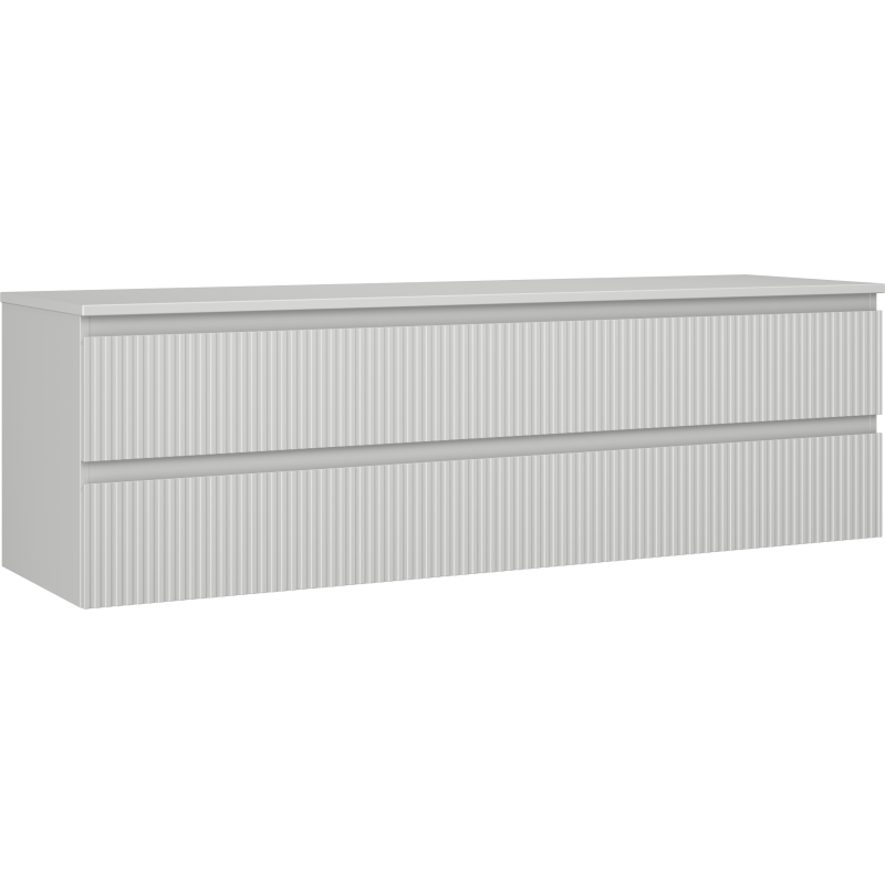 Mexen Rivel 160 cm kylpyhuonekaappi allaskaapilla, työtaso, 2 laatikkoa, uritettu, harmaa matta - 91A20-16047-2-BFFC62