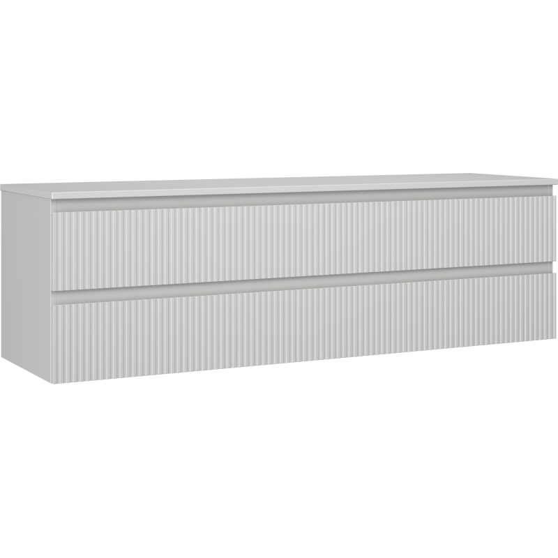 Mexen Rivel badkamerkast onder wastafel 160 cm met blad, 2 laden, geribbeld, grijs mat - 91A20-16047-2-BFFC62