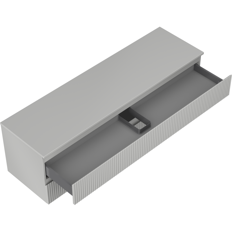 Mexen Rivel bathroom cabinet for washbasin 160 cm with countertop, 2 drawers, ribbed, matte grey - 91A20-16047-2-BFFC62