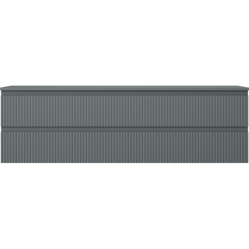 Mexen Rivel bathroom cabinet 160 cm with countertop, 2 drawers, fluted, matte graphite - 91A20-16047-2-BFFC66