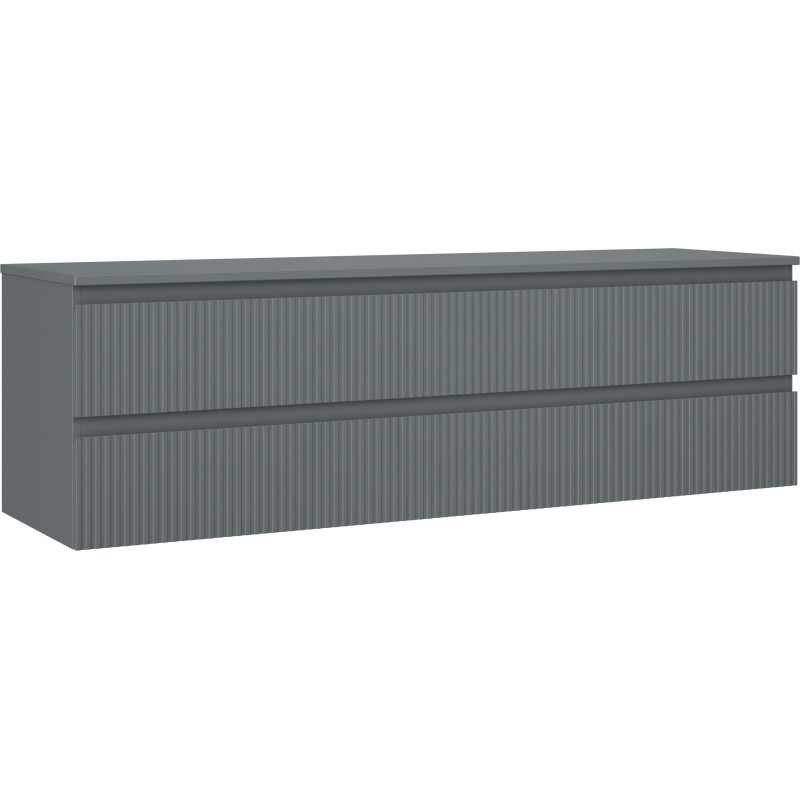 Mexen Rivel armario de baño debajo del lavabo de 160 cm con encimera, 2 cajones, acanalado, grafito mate - 91A20-16047-2-BFFC66