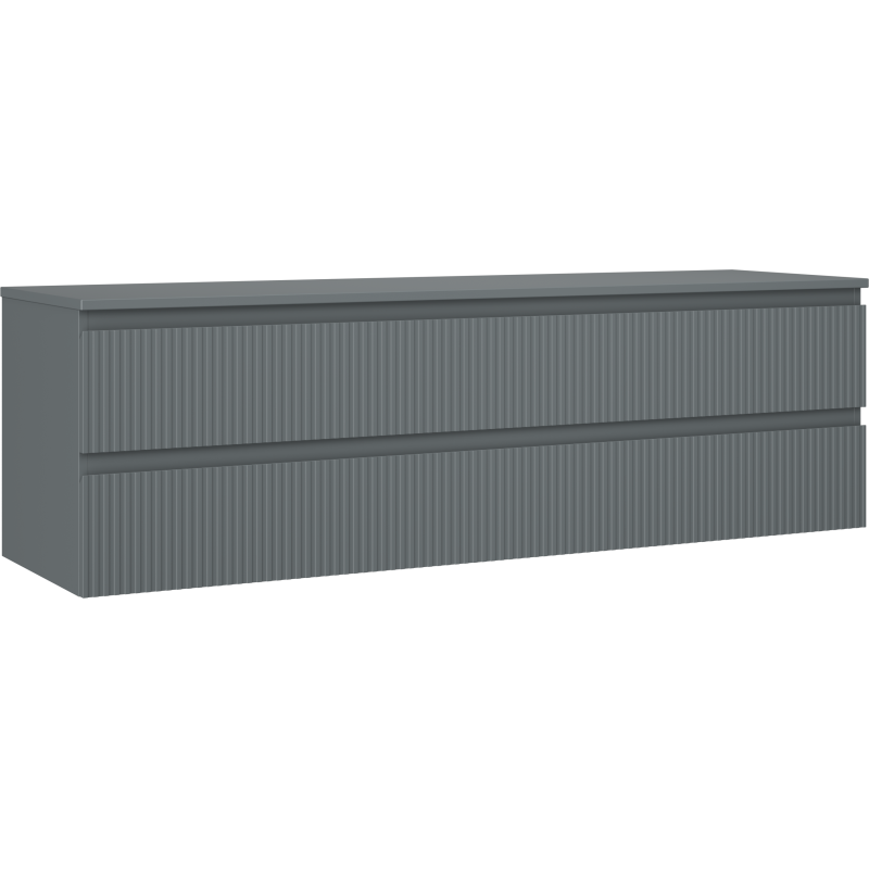 Mexen Rivel Badezimmerschrank 160 cm mit Arbeitsplatte, 2 Schubladen, geriffelt, Graphit matt - 91A20-16047-2-BFFC66