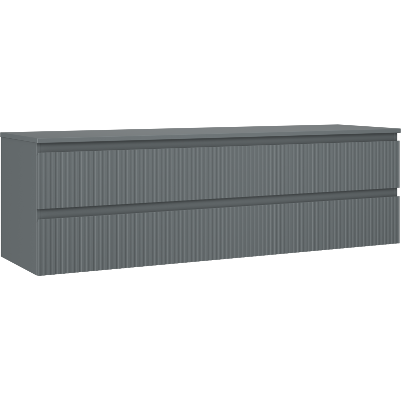 Mexen Rivel badkamerkast onder wastafel 160 cm met blad, 2 lades, gegolfd, grafiet mat - 91A20-16047-2-BFFC66