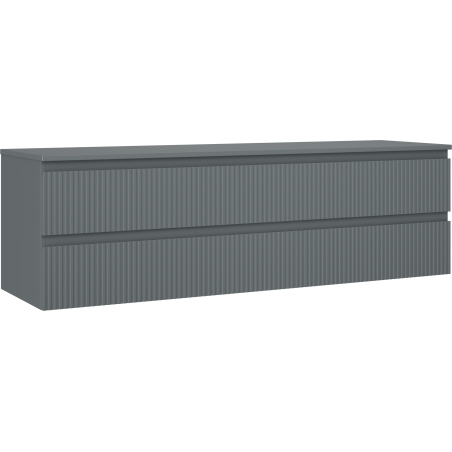 Mexen Rivel bathroom cabinet 160 cm with countertop, 2 drawers, fluted, matte graphite - 91A20-16047-2-BFFC66